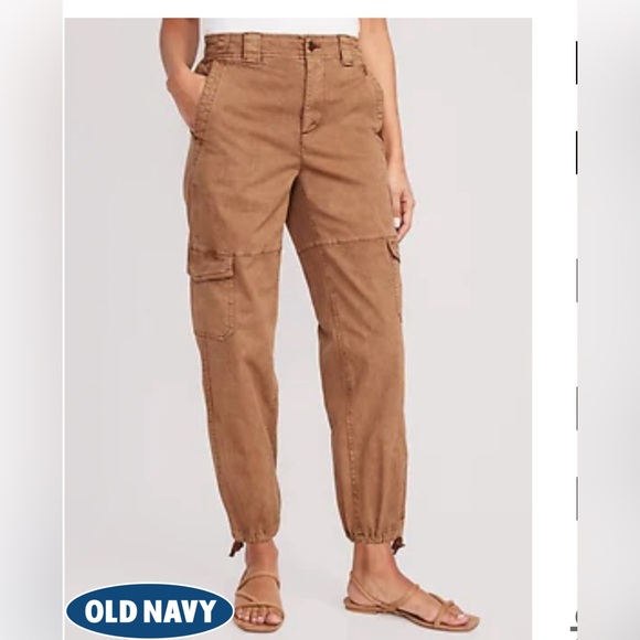 High Waisted Barrel Leg Cargo Ankle Pants - Picture 2 of 7